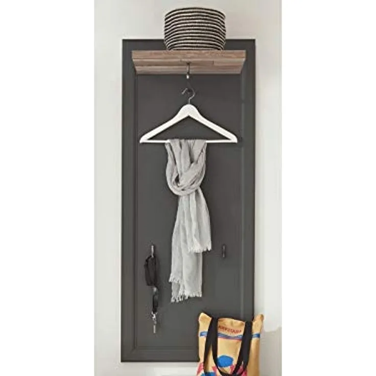 Garderobenpaneel >Tomlin< in grau - 61x143x30cm (BxHxT)
