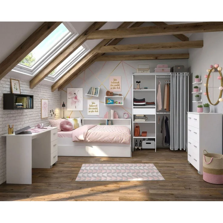 Kinderzimmer Set Parisot Sleep 4-tlg. Holzdekor Weiß/Eiche – Bild 2