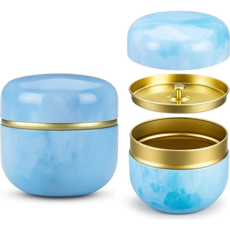 Goodwei Teedose Chazutsu Matcha Teedose aus Metall: japanisches Design, blau, Weißblech, (3-tlg) – Bild 1
