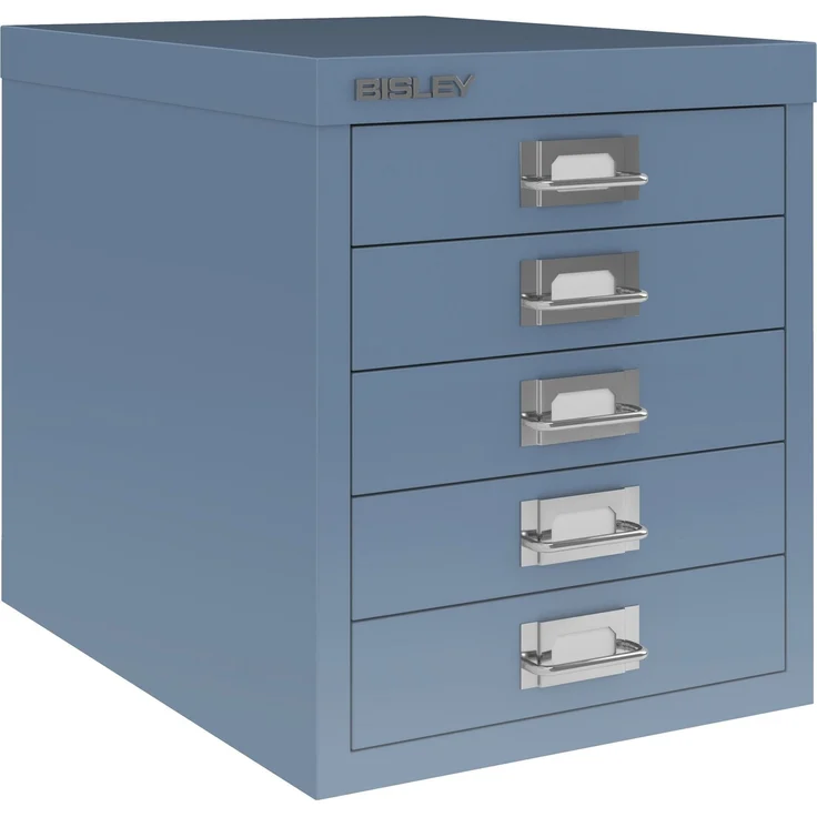 Bisley Schubladenschrank aus Metall für DIN A4 in blau Schrank mit 5 Schubladen Büroschrank Werkzeugschrank, L125-605 – Bild 1