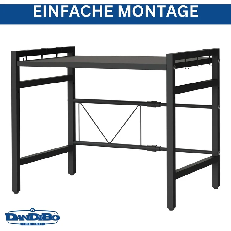 DanDiBo Verstellbares Mikrowellenregal 2 Stufig 40-64 cm Mikrowellen Regal 96613 Stehend Mikrowellenständer Küchenregal – Bild 5