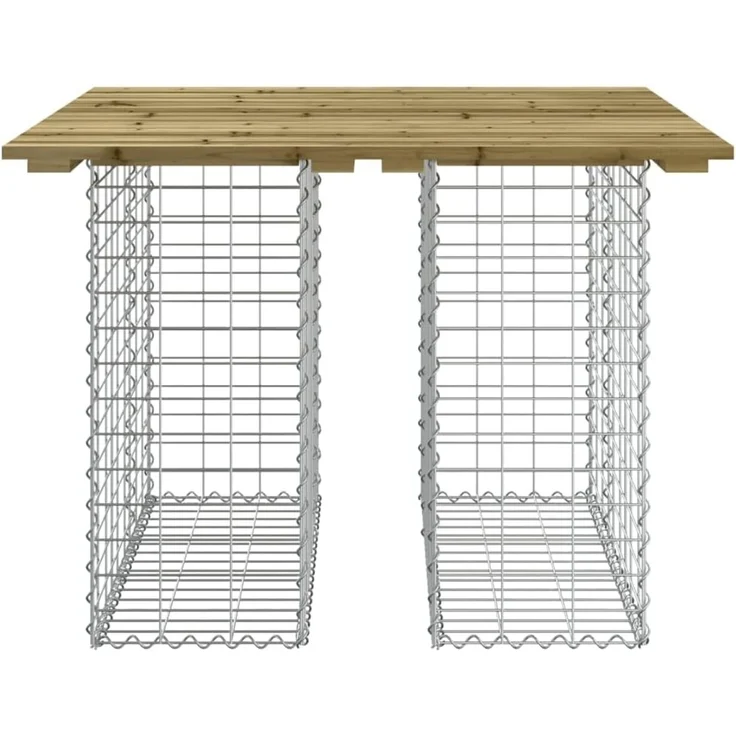 DELUKE® Gartenbank Gabionen TELLE aus Stahl 100x102x72cm Kiefernholz Braun, 30cm Gabionenbreite Gabionenbank Gartentisch aus Gabionen Steinkorb Gabionengitter Ziergabione Drahtkorb befüllbar – Bild 4