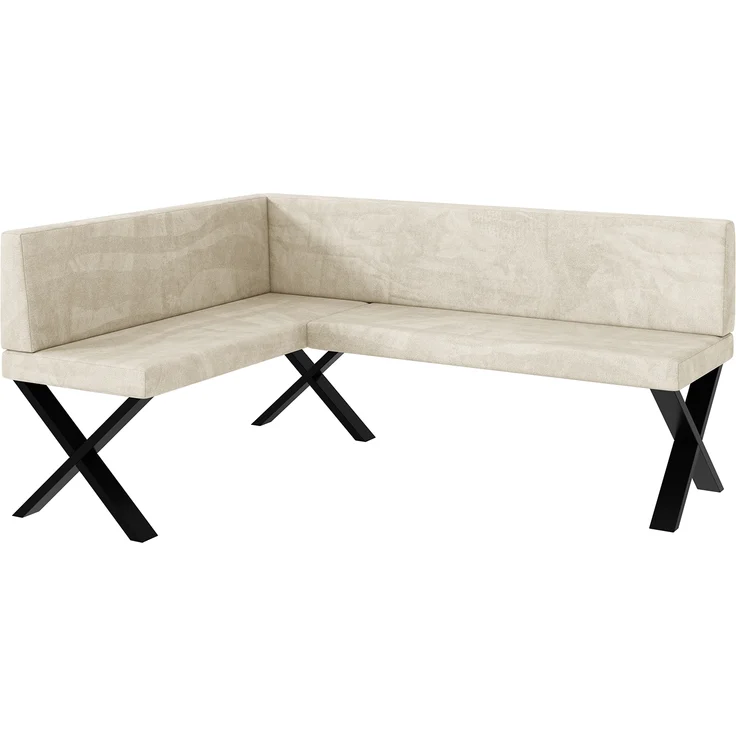 MEBLINI Eckbank für Esszimmer - Küchenbank - Essecke - Sitzecke Küche - TONI - X-Beine 128x168x87cm Links - Creme Samt – Bild 1