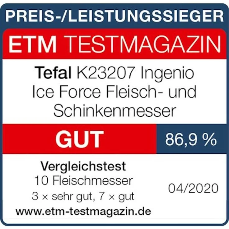 Tefal 'K23207 Ice Force' Fleisch und Schinkenmesser, Edelstahl schwarz, 20 cm – Bild 2