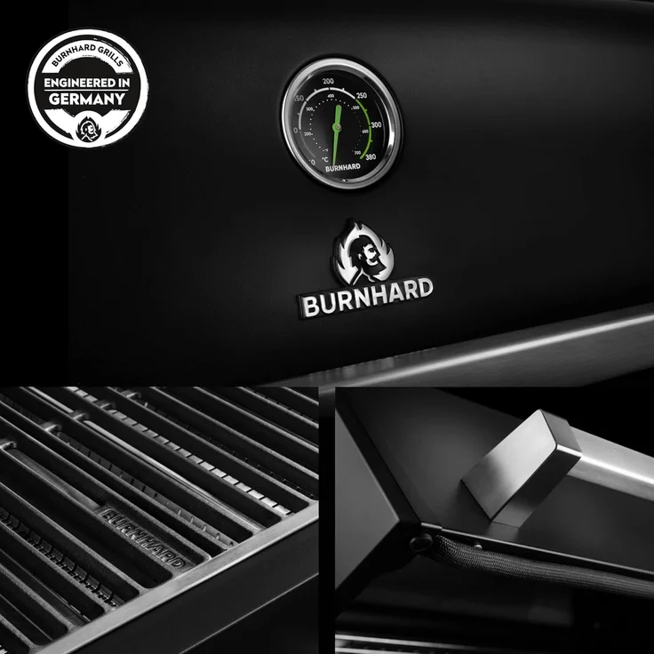 BURNHARD® Fat FRED Deluxe Gasgrill 6-Brenner, Gusseisenrost, Schwarz-Matt - Schwarz - #947150 – Bild 6