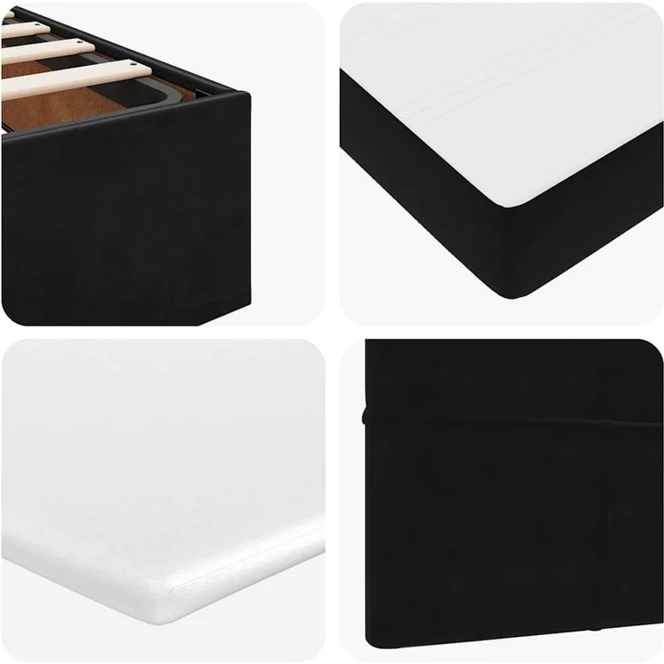 vidaXL Ottoman-Bett mit Matratzen & LEDs Schwarz 100x200 cm Samt 3314302 – Bild 11