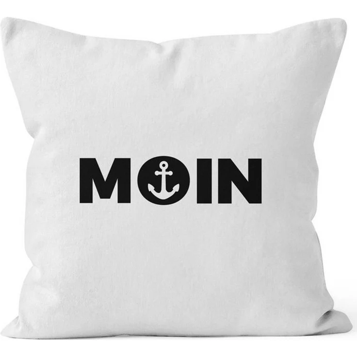MoonWorks Dekokissen Maritmer Kissenbezug Moin mit Anker Deko-Kissen MoonWorks® – Bild 2