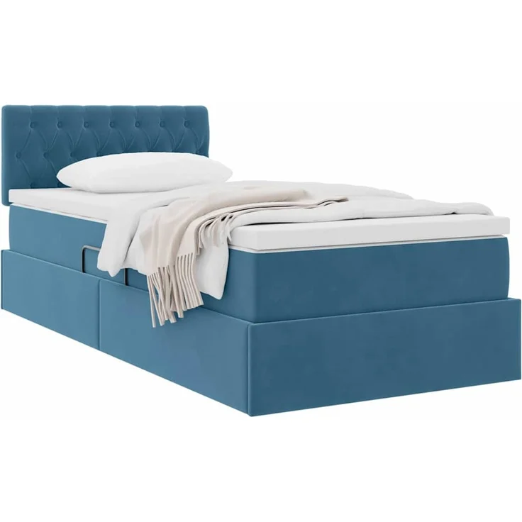 vidaXL Aufbewahrungsbett mit Kopfteil Dunkelblau 90 x 200 cm Samt 3370795 – Bild 3