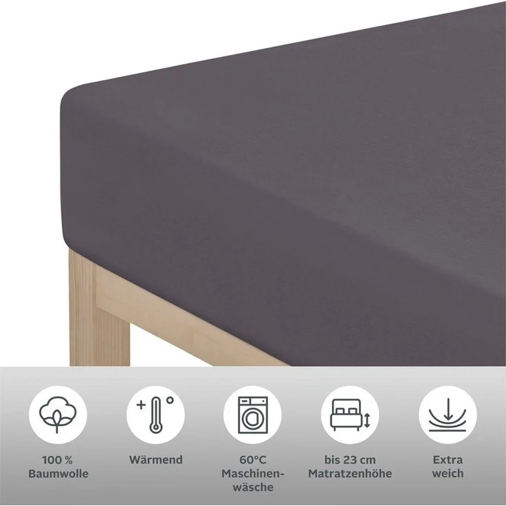 OTTO home Spannbettlaken Physalis Basic und PREMIUM Qualität, 100% Baumwolle, Jersey und Biber, Biber, Gummizug: rundum, (1 Stück), Bettlaken für Matratzen bis 18 cm Höhe, Spannbetttuch, Laken – Bild 2