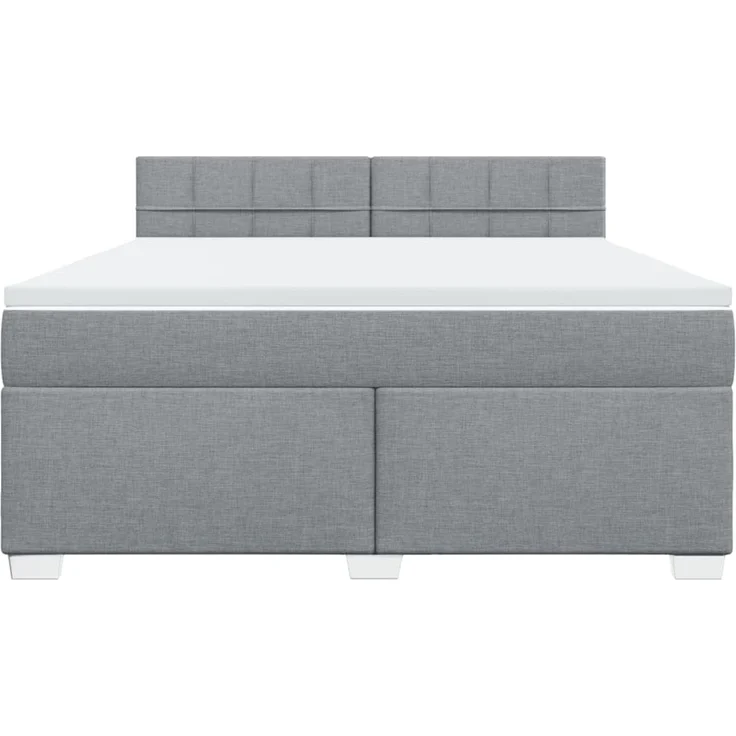 vidaXL Boxspringbett mit Matratze Hellgrau 180x200 cm Stoff 3288267 – Bild 6