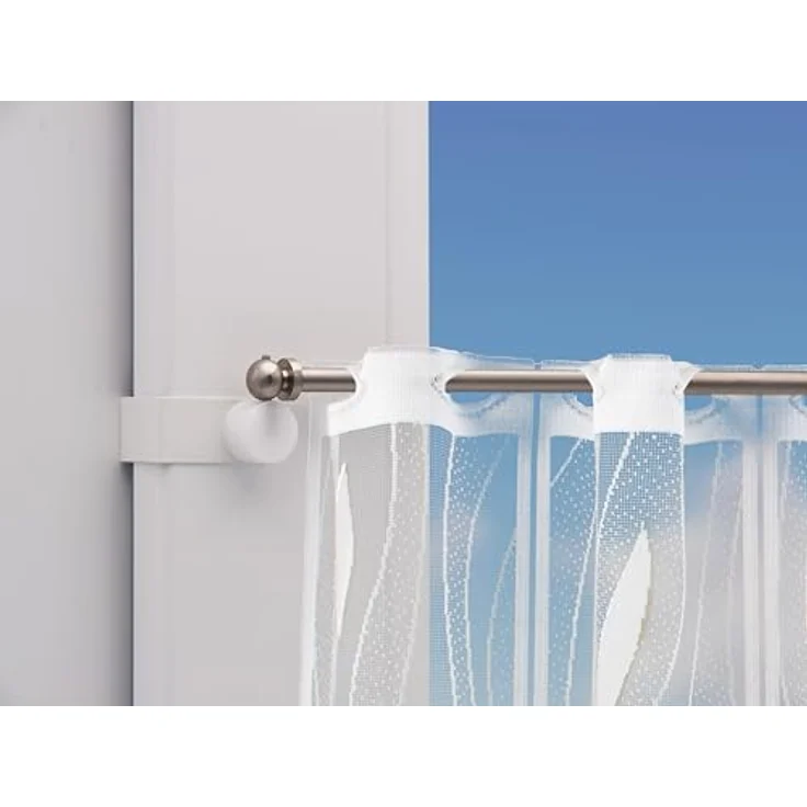 dekondo Gardinenstange Eleganz, ausziehbar, Fensterhaken klemmbar, nickel matt, inkl. Fensterhaken für einen Klemmbereich von 15-20 mm – Bild 4