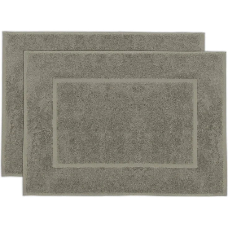 ZOLLNER 2er Set Badematten in 50x70 cm aus Baumwolle, taupe – Bild 1