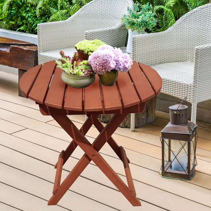 Tisch, Eukalyptus, rund , braun H 50 cm – Bild 4