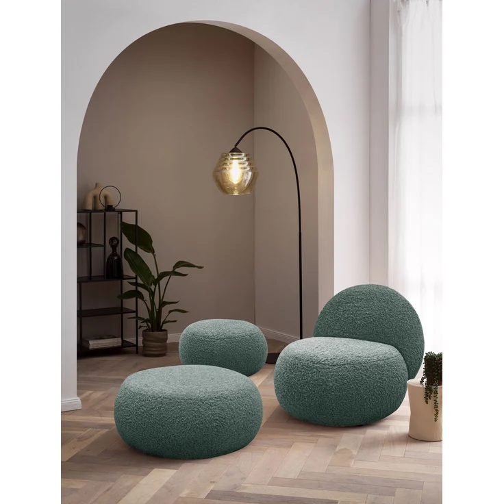 DOMO. collection Sessel 700 016, Polstersessel, rund, gepolsterte Rückenlehne, Füße mit Filzgleitern, Armsessel, Polsterganitur, 73 x 75 x 76 cm (BxTxH), blau – Bild 1