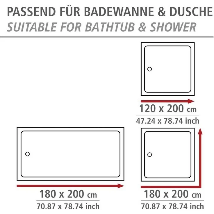 WENKO Duschvorhang Wannenvorhang Badewannenvorhang Camouflage Breite 180 cm, 180 x 200 cm mit 12 Duschvorhangringen – Bild 4