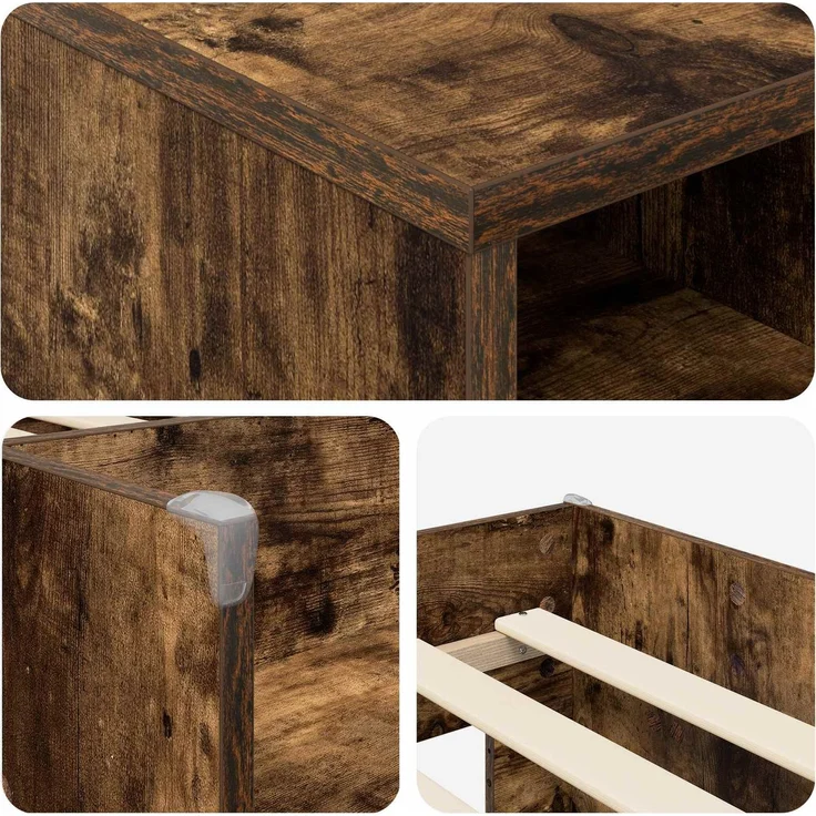 vidaXL Loft Bettgestell mit Schrank mit Regal 3 Stk. Geräucherte Eiche 3423410 – Bild 6