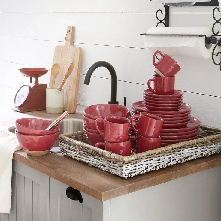 Mirabeau Geschirr-Set Geschirr 30er Set Biarré rot, Steinzeug – Bild 2