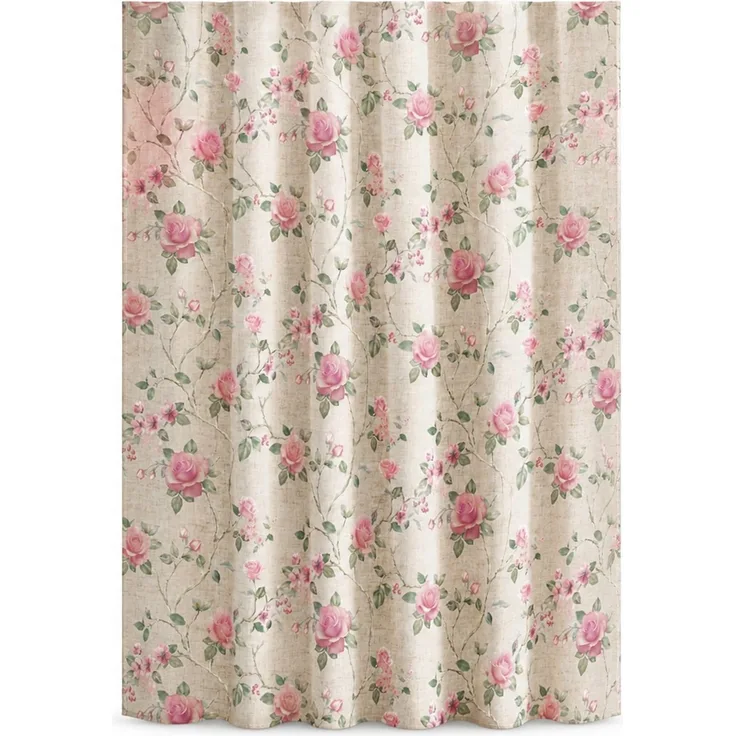 Wasserdichter Duschvorhang mit Blumenmuster Beige, 120x180 cm