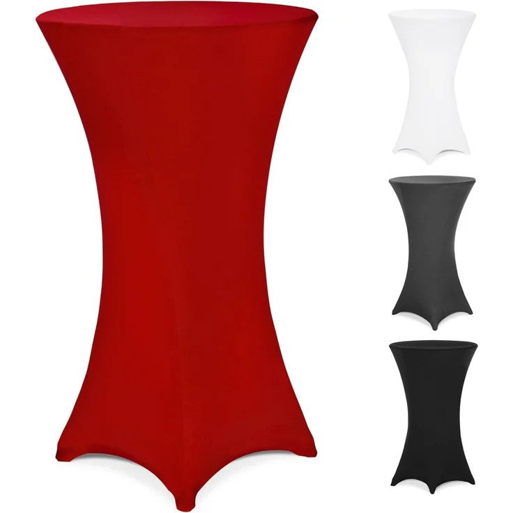 DETEX® Stehtischhusse Rot 70-75cm Verstärkter Fußbereich 30°C Waschbar Stehtisch Hussen Stretch Tisch Überzug Hochzeit – Bild 1