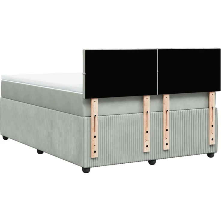 vidaXL Boxspringbett mit Matratze Hellgrau 140x200 cm Samt 3287758 – Bild 10