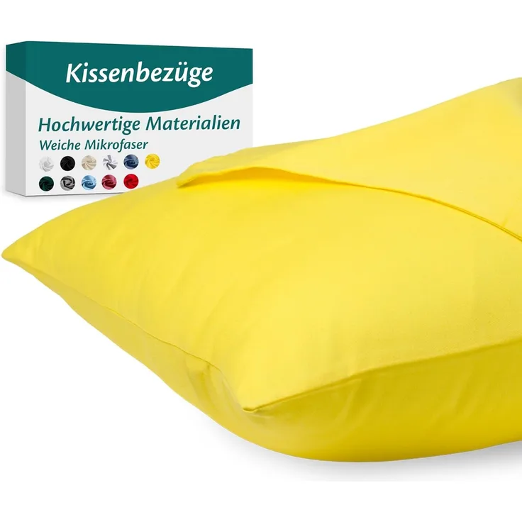 Kissenbezug 40x60 Mikrofaser Premium 2er Set Kissenhülle Deko für Kissen Bett/Sofa Stoff Superweicher Resistent Hypoallergen Anti-Milben Atmungsaktiv Kopfkissenbezug mit Verdecktem Zip Voll Waschbar