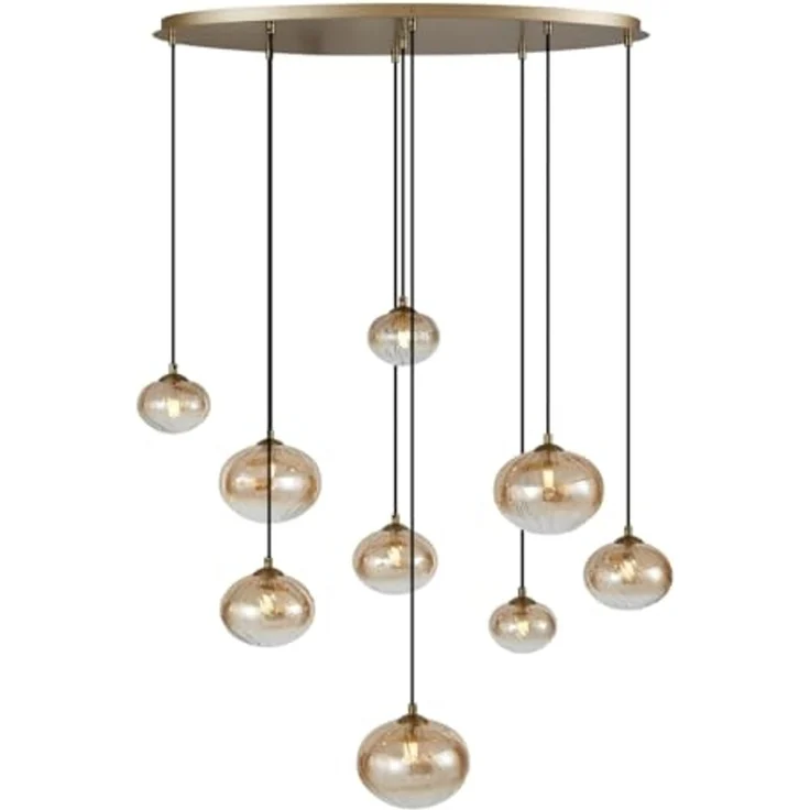 Qazqa Pendelleuchte Jia, ohne Leuchtmittel, G9, Gold, Art Deco, Stahl, 9-flammig – Bild 7