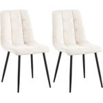 CLP 2er Set Esszimmerstuhl Tilde gepolstert mit Rückenlehne bis 150 kg belastbar,creme Cord