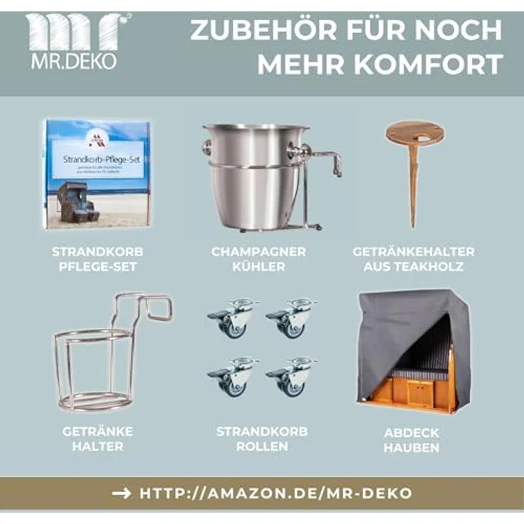 Strandkorb Schleswig Pinie braun PE mokka Dessin 558 – Bild 9