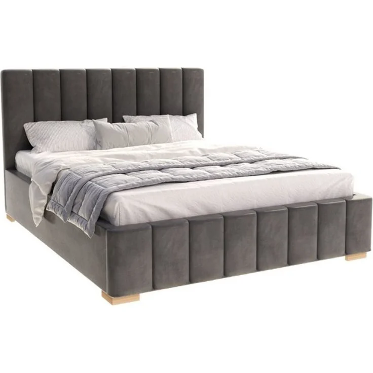 FDM Polsterbett modern mit Bettkasten MADE IN EU - mit hochwertigem Velours Bezug (verfügbar 90x200 120x200 140x200 160x200 180x200cm, Bettrahmen, Bett, mit großen gepolsterten Kopfteil, mit Bettkasten zum aufklappen), Hebbarer Metallrahmen, Bettkasten... – Bild 4