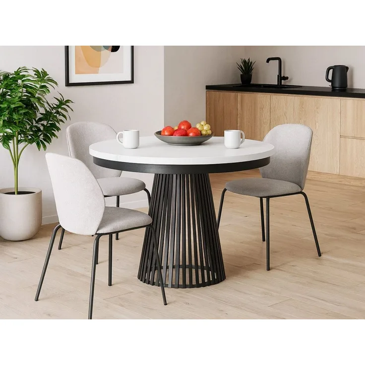 Beautysofa Esstisch Lumi im Loft-Stil, ausziehbar Ø 100–180 cm (hitze- und verfärbung beständig, Metallbeinen), verschiedene Farben