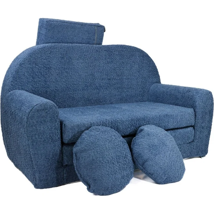 FORTISLINE Kindersofa Kindersofa aus Teddy-Stoff mit Verlängerung - Klappsofa, Spielsofa, ausklappbar – Bild 2