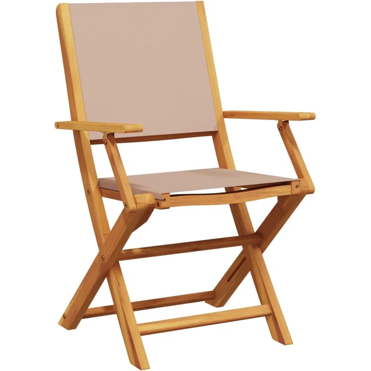 vidaXL Klappstühle, 6-teilig, taupefarbener Stoff und Massivholz 3214581 – Bild 3