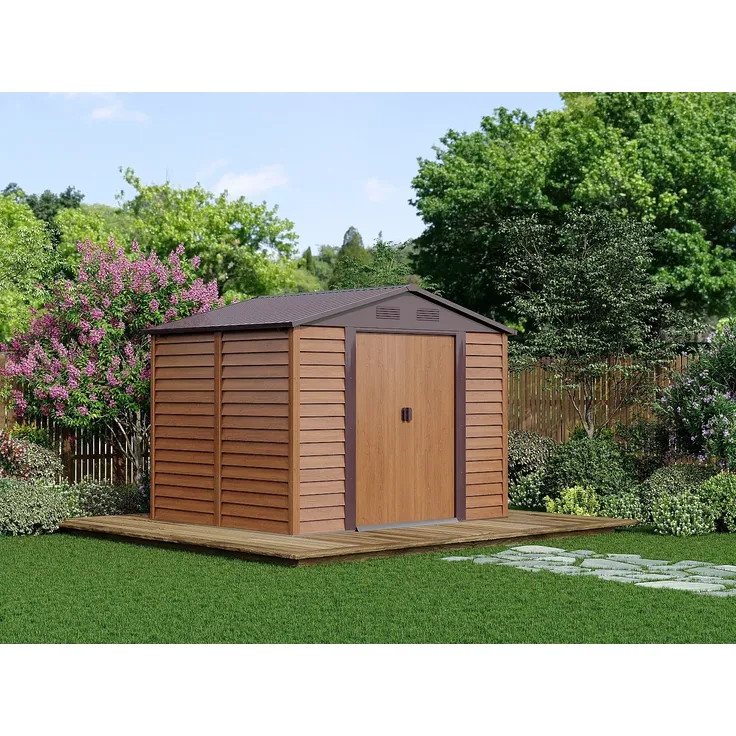 Vente-unique - ARSEGO Gartenhaus Metall Braun - B 224 cm x H 177 cm x L 266 cm
