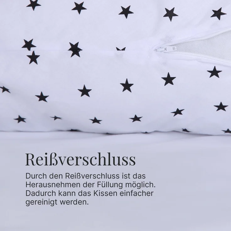 Schwangerschaftskissen - Seitenschläferkissen Weiß ( Sterne Schwarz ) – Bild 6