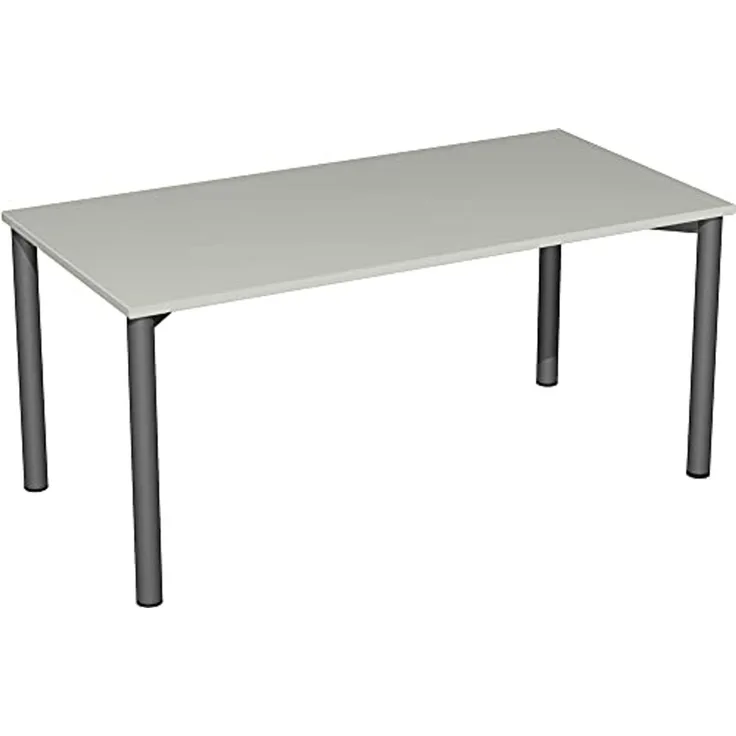 Konferenztisch Rundfuß, 160x80cm, Lichtgrau Anthrazit