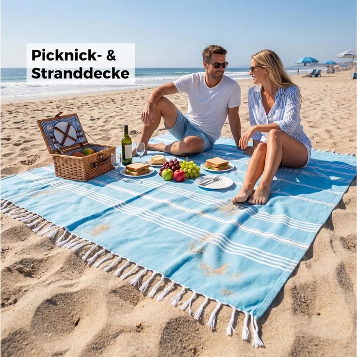 furora HOLIDAY Saunatuch Hamamtuch groß 200x200 cm XXL, Baumwolle - Saunahandtuch Strandtuch, Badetuch Duschtuch hochwertige Farben schnell trocknend kompakt leicht – Bild 4