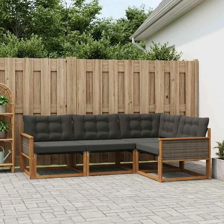 vidaXL Outdoor-Sofagarnitur 4 stk. 4-Sitzer Natur und Schwarz 3381388 – Bild 1