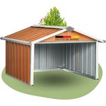 DELUKE® Mähroboter Garage aus Metall - 92x97x63cm | Dach Carport Überdachung für Rasenmäher Rasenroboter Automower Garten Mährobotergarage Regenschutz für Rasenmäher, Braun