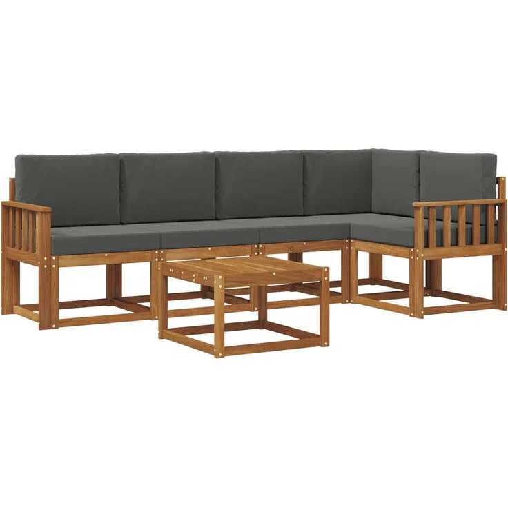 vidaXL Outdoor-Sofagarnitur mit Kissen 6 pcs Natur und Anthrazit 3366425 – Bild 2