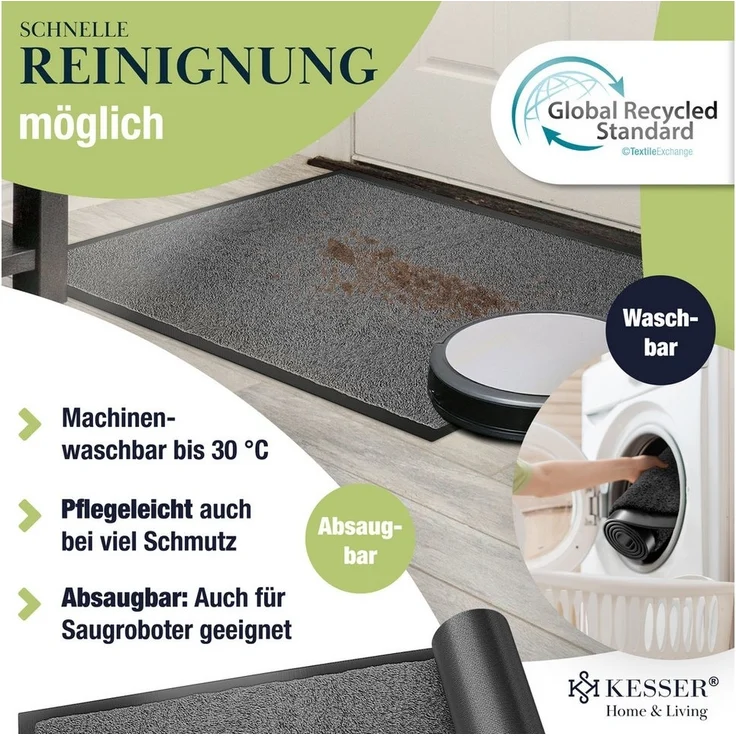 KESSER® Schmutzfangmatte rutschfeste Fußmatte für Innen- & Außenbereich waschbar & wetterfest | Türmatte Wohnungseingang | Teppich für Büro & Vorzimmer | Fußabtreter Fußabstreifer Classic, Anthrazit, 50x80cm – Bild 3