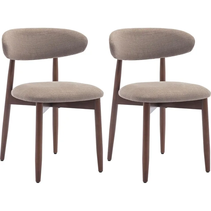COLAMY Esszimmerstühle 2er Set, Polsternder Stühle Esszimmer mit Rückenlehne, Moderne Küchenstühle Gepolstert, Stoff Dining Chairs mit Back und Holzbeinen für Esszimmer, Küche, Restaurant, Kamel