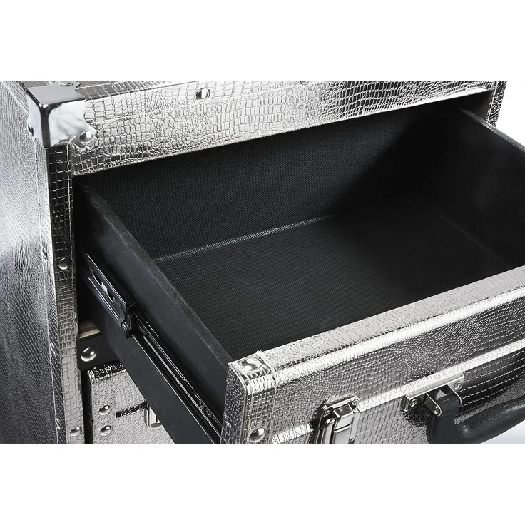 Kobolo Regal Kommode Schubladenturm Kofferoptik silber 4 Fächer – Bild 9