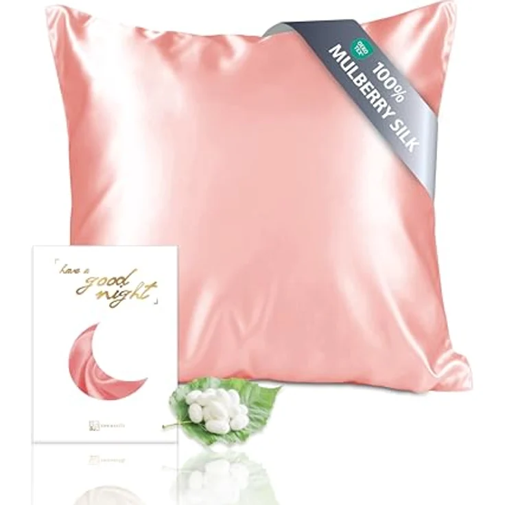 townssilk 19mm Pure Maulbeerseide Kissenbezug Coral, 60x60cm, hypoallergen, 600 Fadenzahl, mit verstecktem Reißverschluss, für Haar- und Hautgesundheit – Bild 1