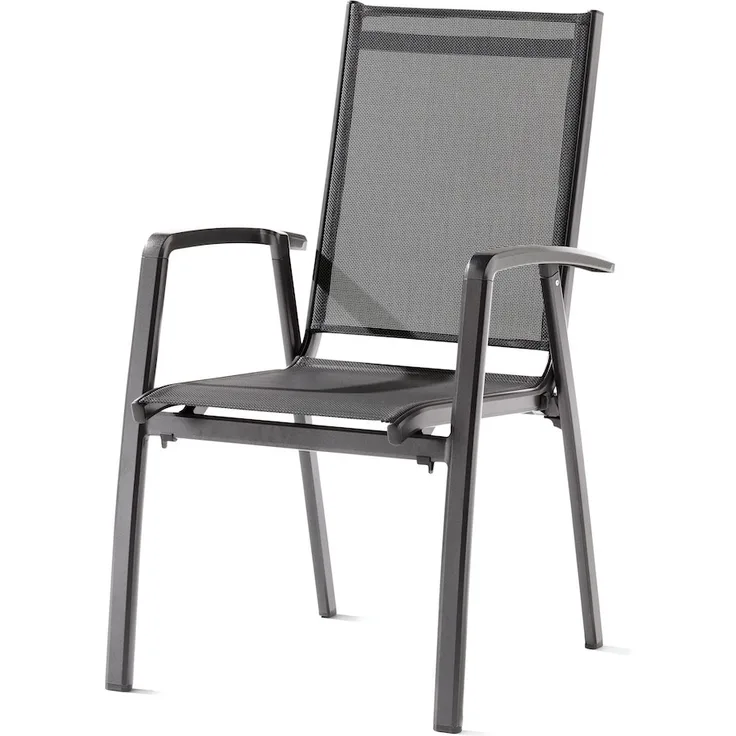 Sieger Salerno Stapelsessel mit Polyesterbeschichtung, Aluminium Eisengrau 59 x 98 x 68 cm