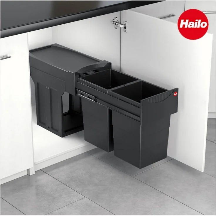 Hailo Abfallsammler 3666851 Tandem 2x 15 Liter Black Edition limitiert – Bild 2