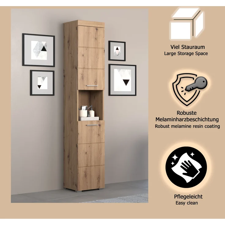Trendteam 'Amanda' Hochschrank, Holz, Eiche, 190 x 31 x 37 cm – Bild 11