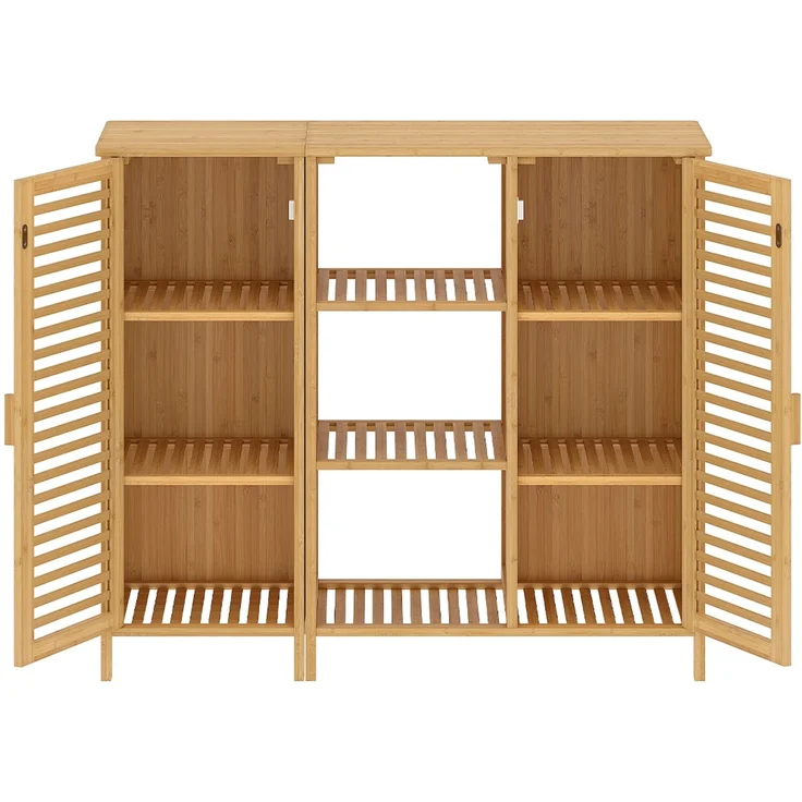 Bellamio 'Newa' Badezimmer Schrank, Bambus, natur, 87x33x100 cm, Badschrank mit 9 Ablagefächern – Bild 12