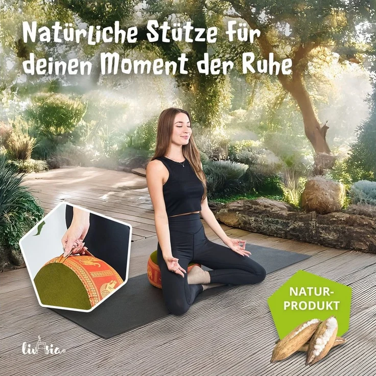 livasia Meditationskissen Zafukissen (Deluxe) - 32x20cm, Kapok, vegan, handgefertigt