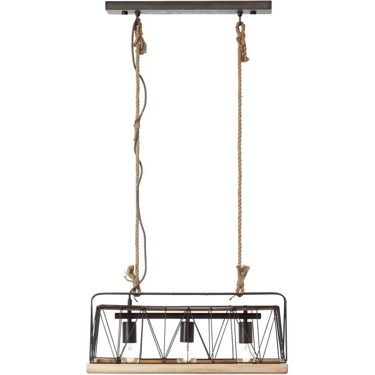Brilliant Leuchten No. 93587-71 Pendelleuchte Narcy 3-flammig metallfarbend holz