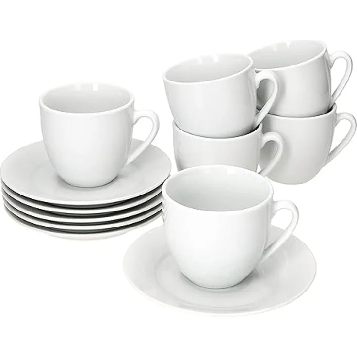 MamboCat Tasse 6er Set Tommy Kaffeetassen mit Untertassen für 6 Personen, Porzellan – Bild 2